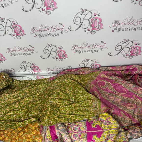 Wrap skirt multiway Kariza vintage paisley floral reversible Boho bohemian tie - Picture 6 of 13